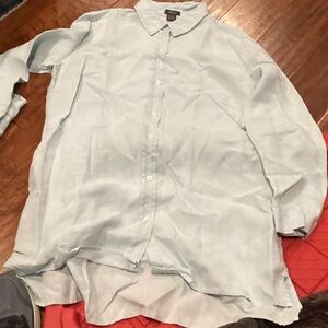 Elegant Sky Blue Button Down Linen Shirt